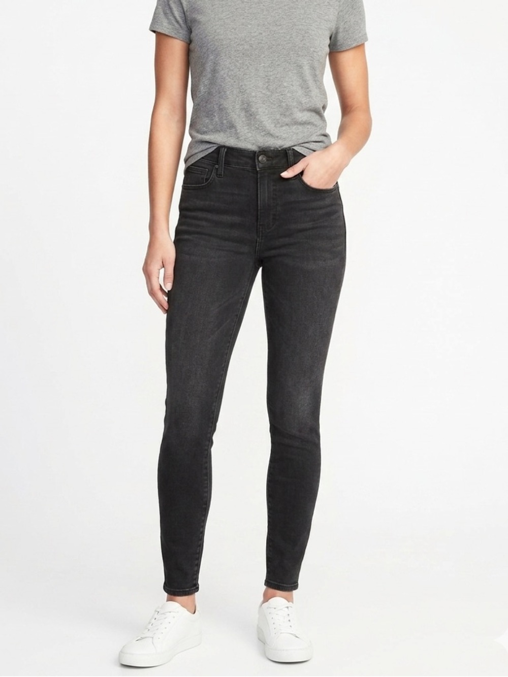 Old Navy Rockstar Secret-Soft Black Skinny Jeans mid Rise Stretch size 4